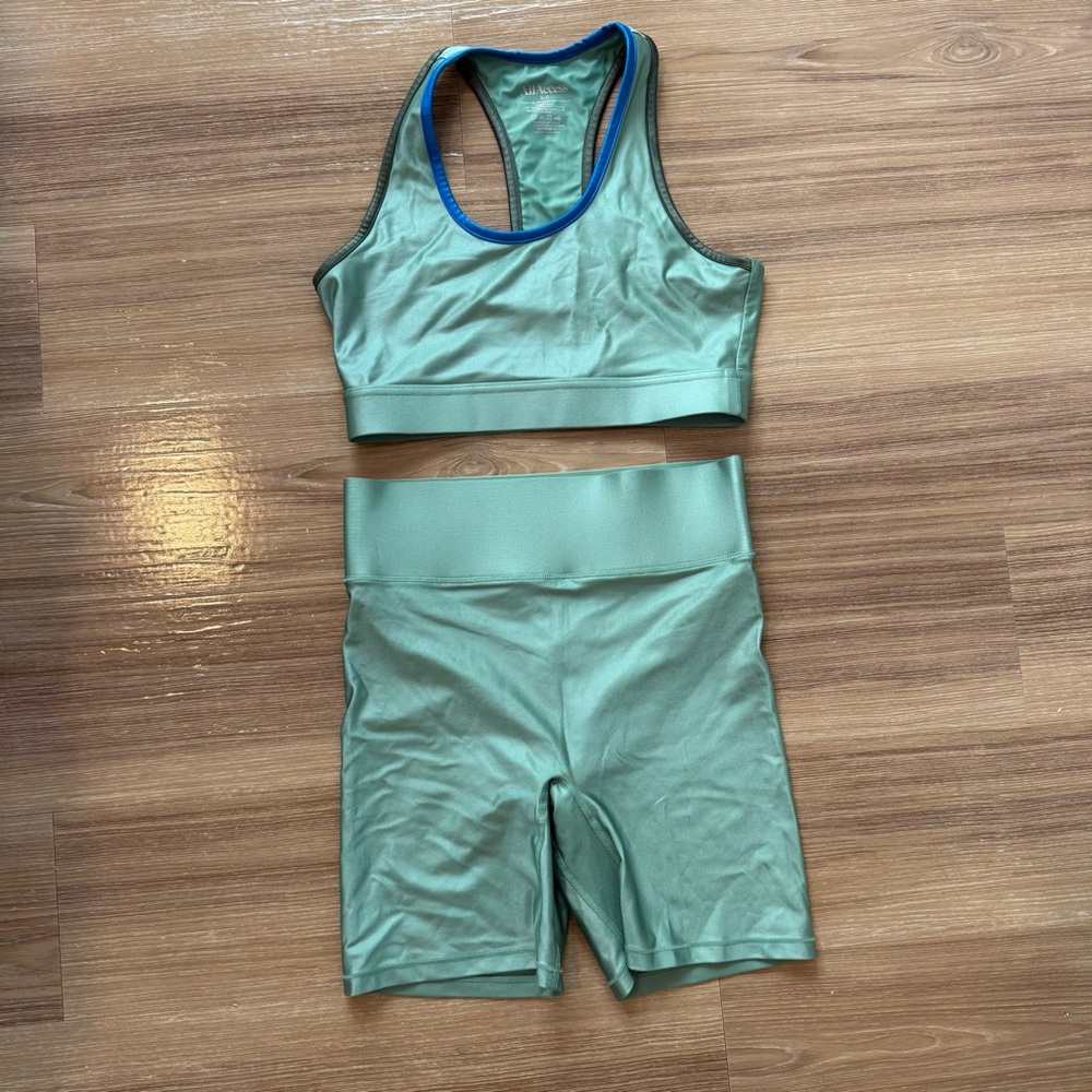 ALL ACCESS Teal Sports Bra and Shorts Set